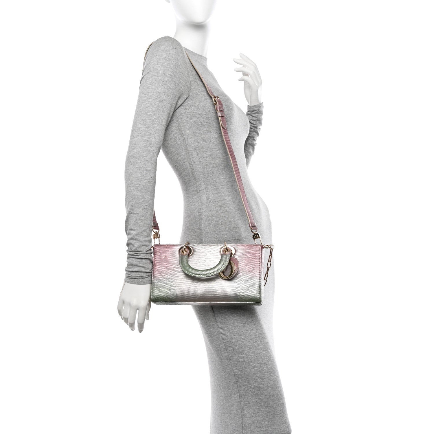 Christian Dior Lizard Gradient Medium Lady D-Joy Light Pink Green 2 of 12