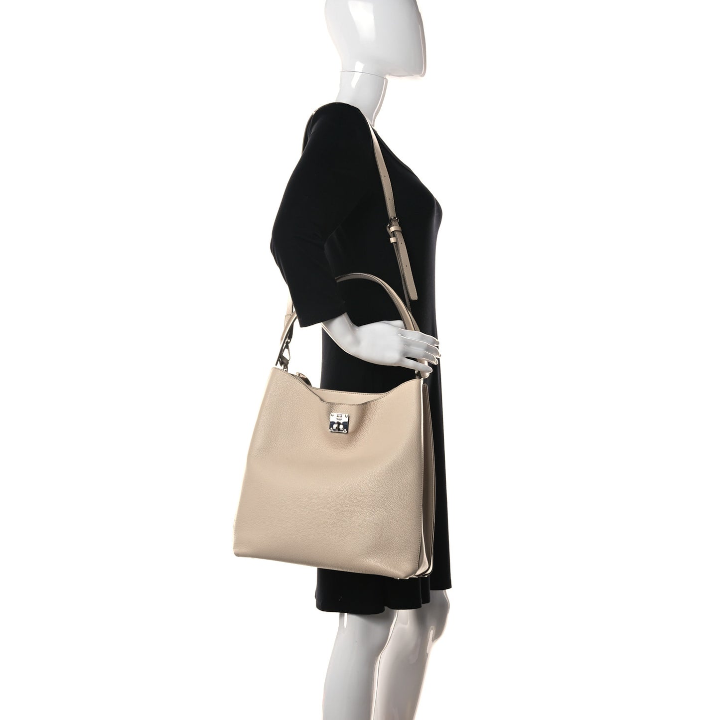 Grained Calfskin Large Milla Hobo Natural