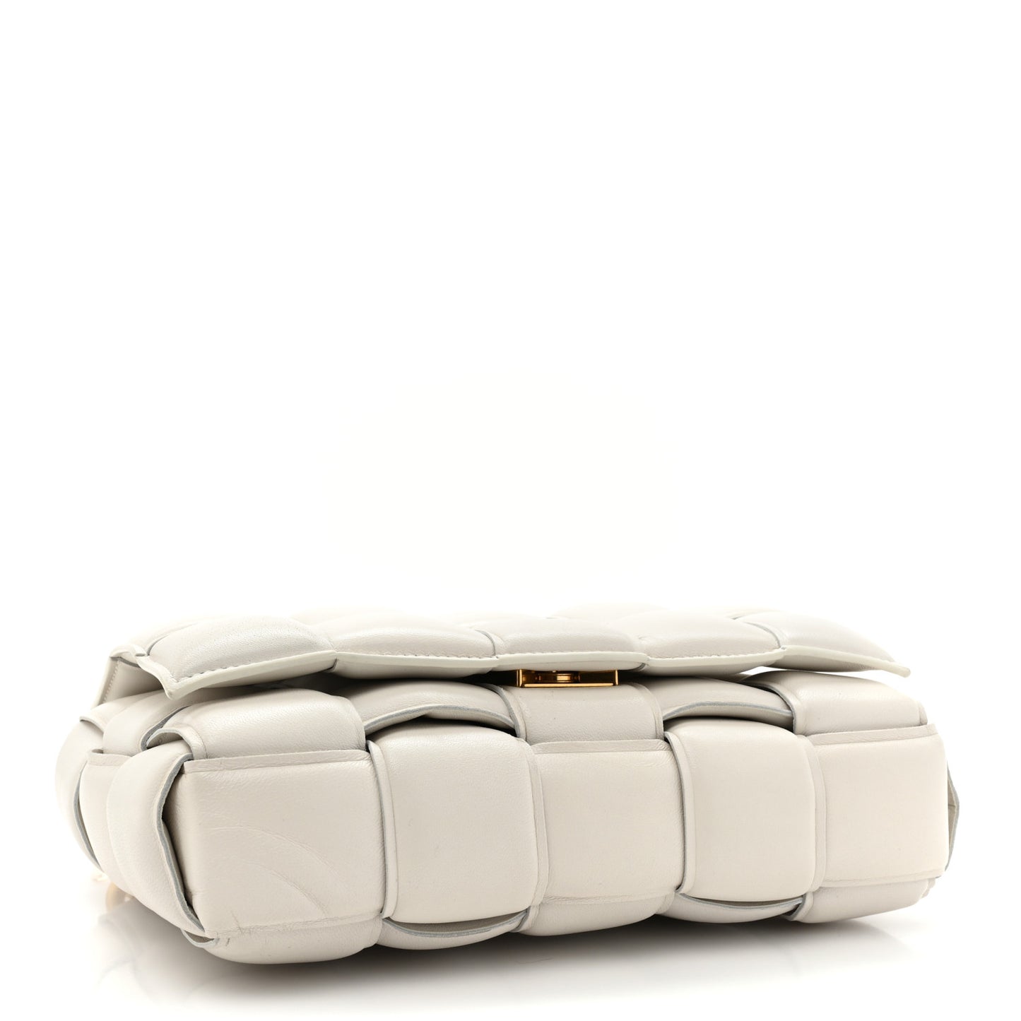 Lambskin Maxi Intreccio Padded Chain Cassette Crossbody Bag White