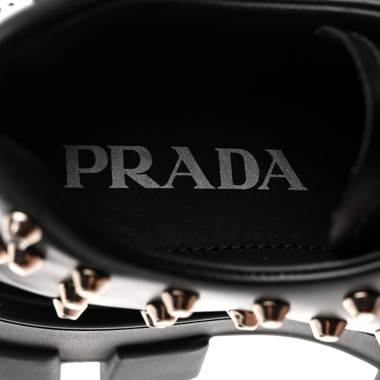 Prada Spazzolato Rois Studded Lace Up Monolith 55mm Derby Loafers 36.5 Black 6 of 9