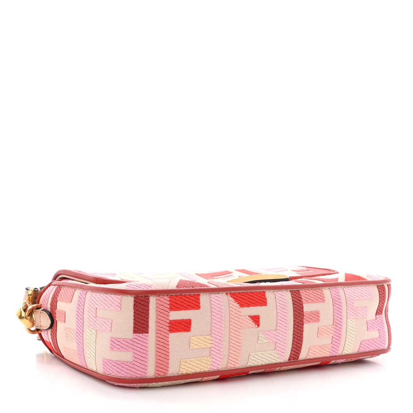 Canvas Vitello King FF Embroidered Baguette Rosa Quarzo Bloody Mary Multicolor