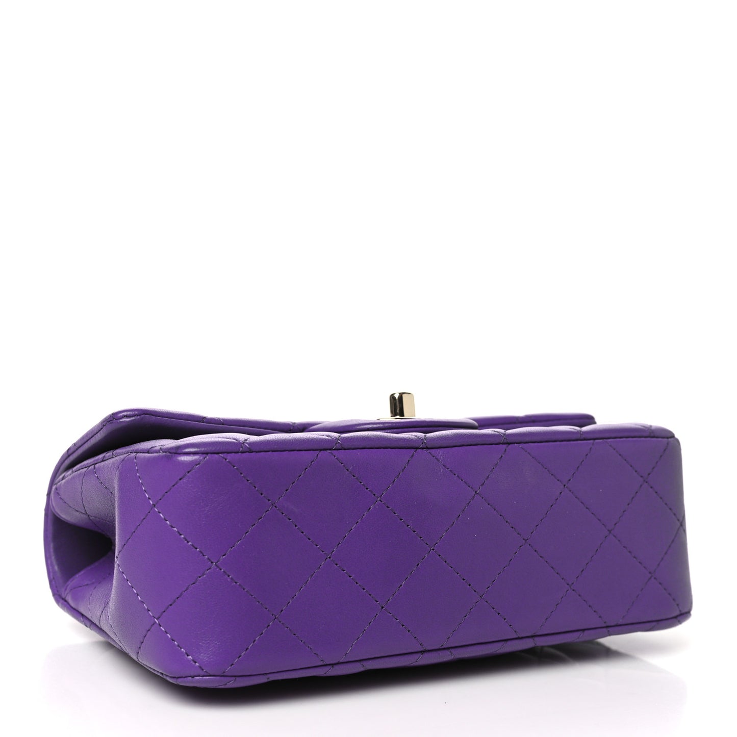 Lambskin Quilted Mini Top Handle Rectangular Flap Dark Purple