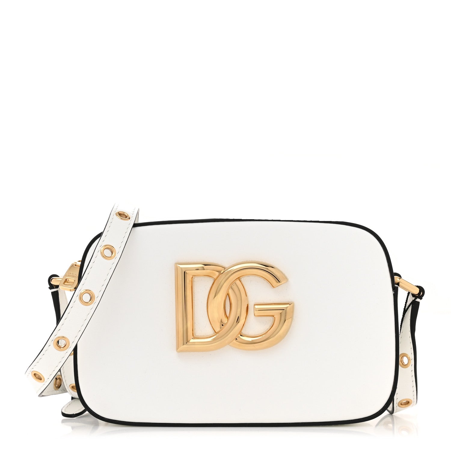 Dolce & Gabbana Calfskin Hot Stuff DG Logo 3.5 Crossbody Bag White