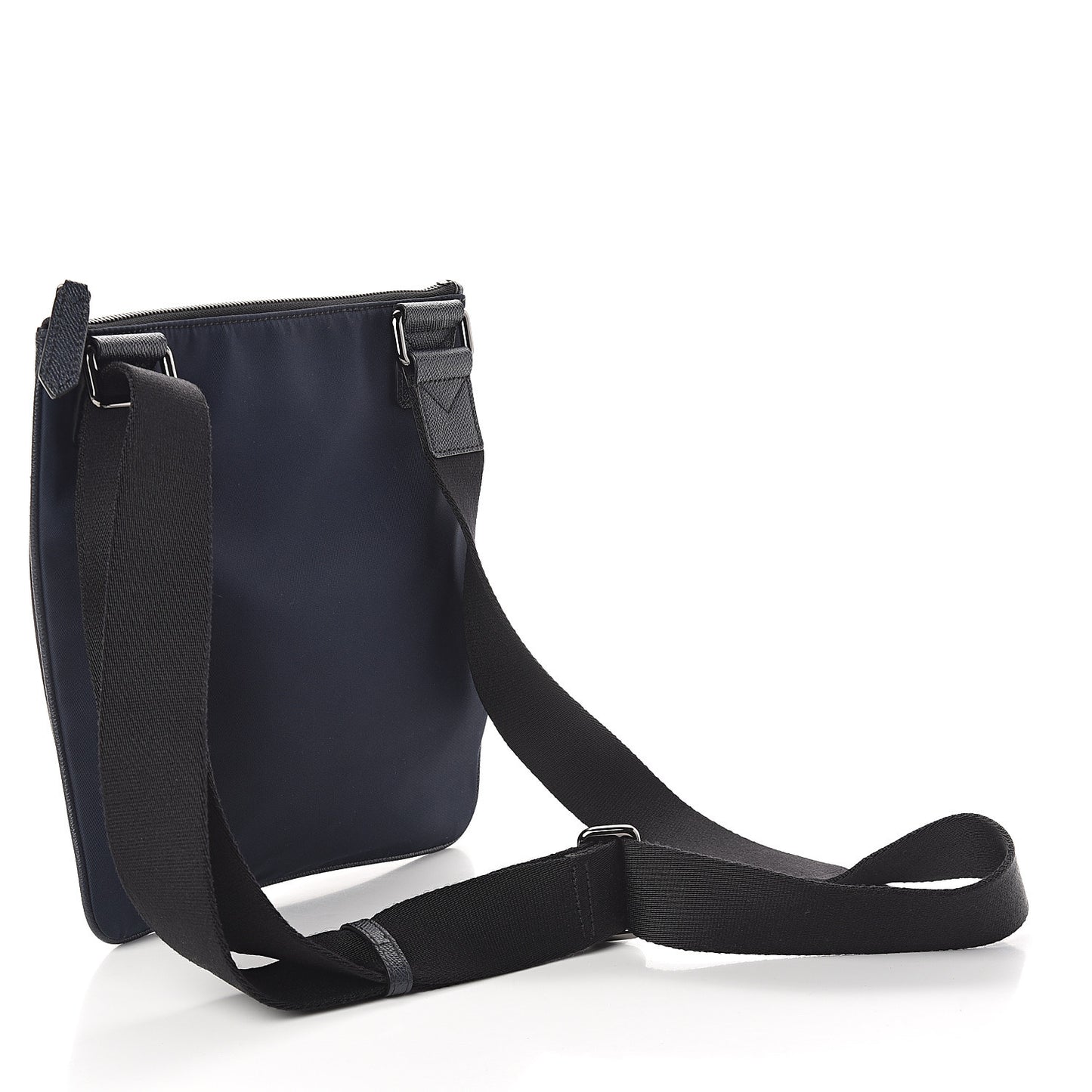 Grainy Calfskin Nylon Crossbody Bag Navy