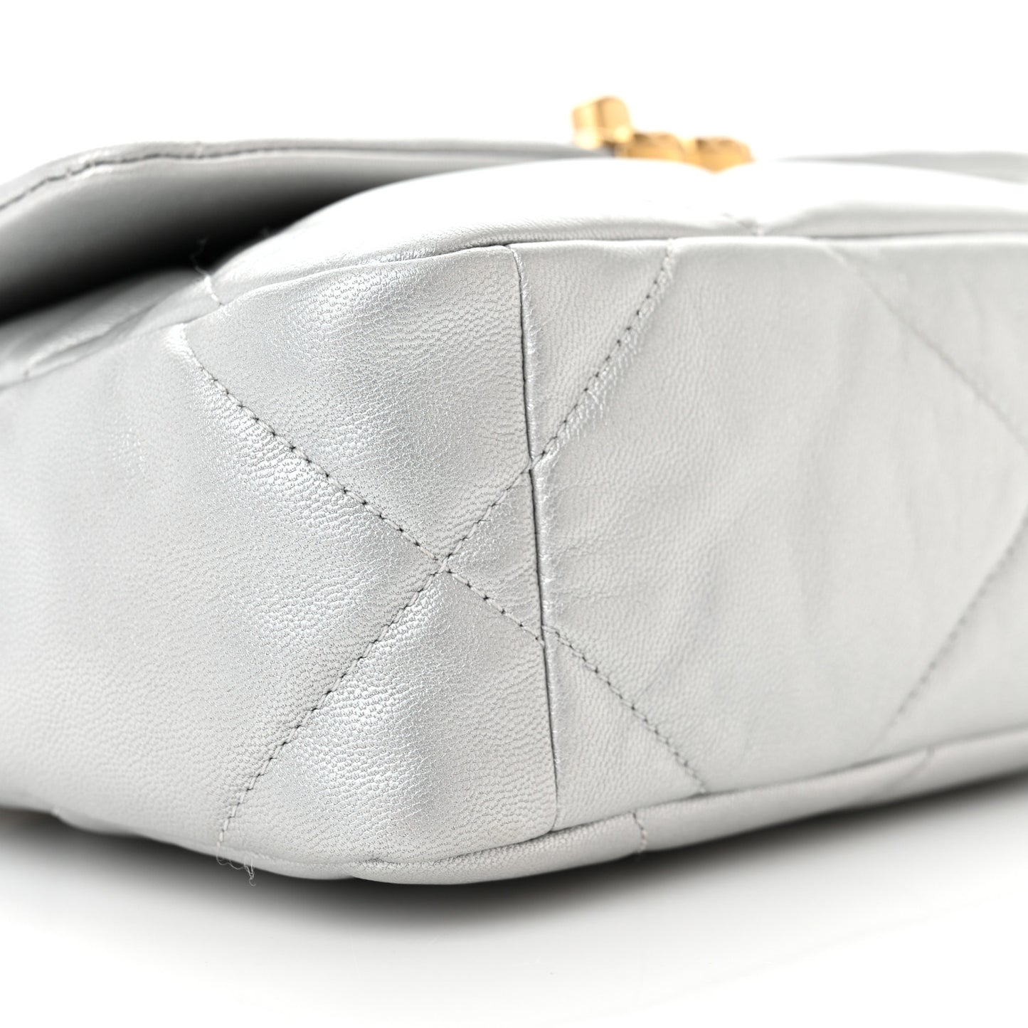 Metallic Goatskin Quilted Medium Chanel 19 Flap Silver