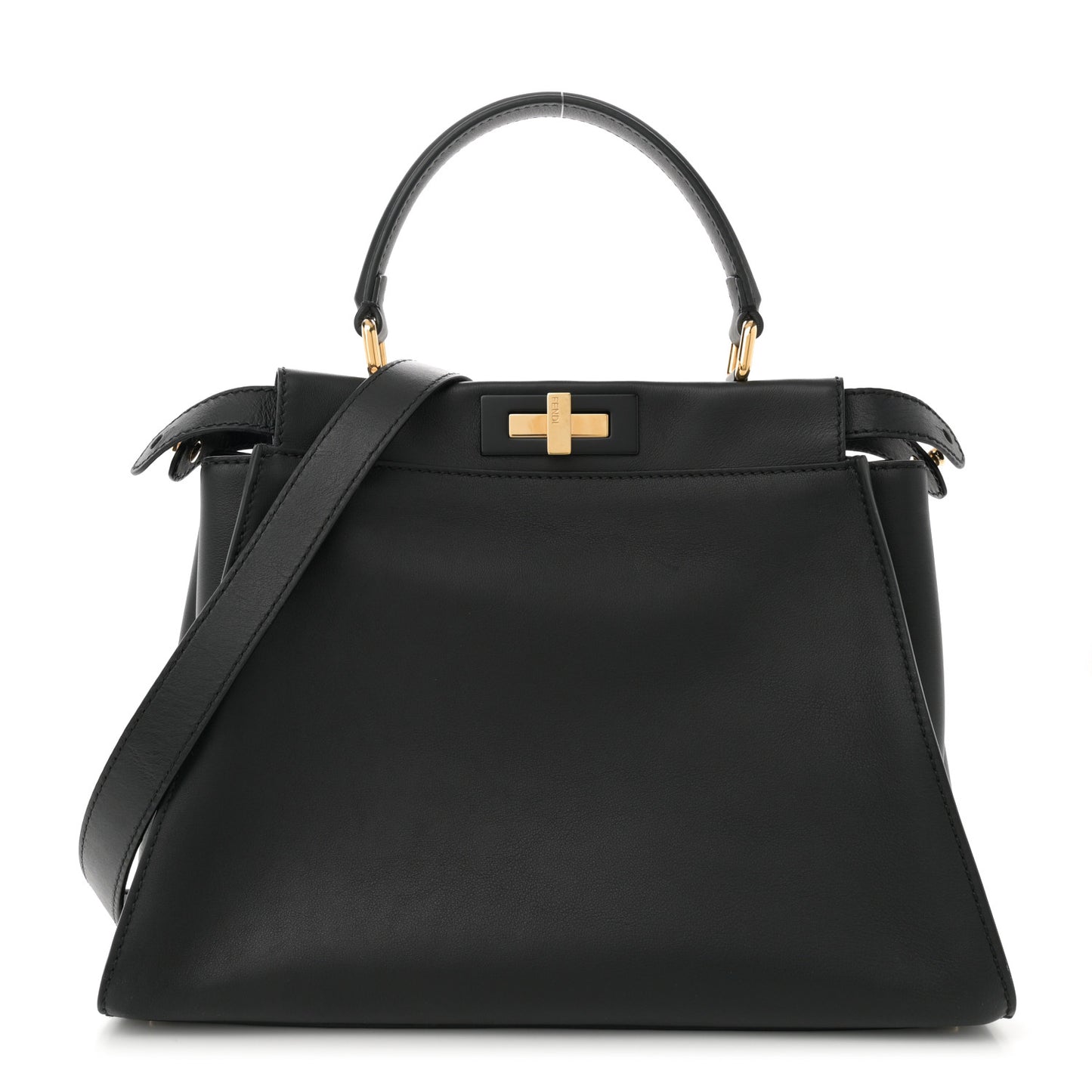 Vitello Seta Shiny Nappa Medium Peekaboo Iconic Satchel Black