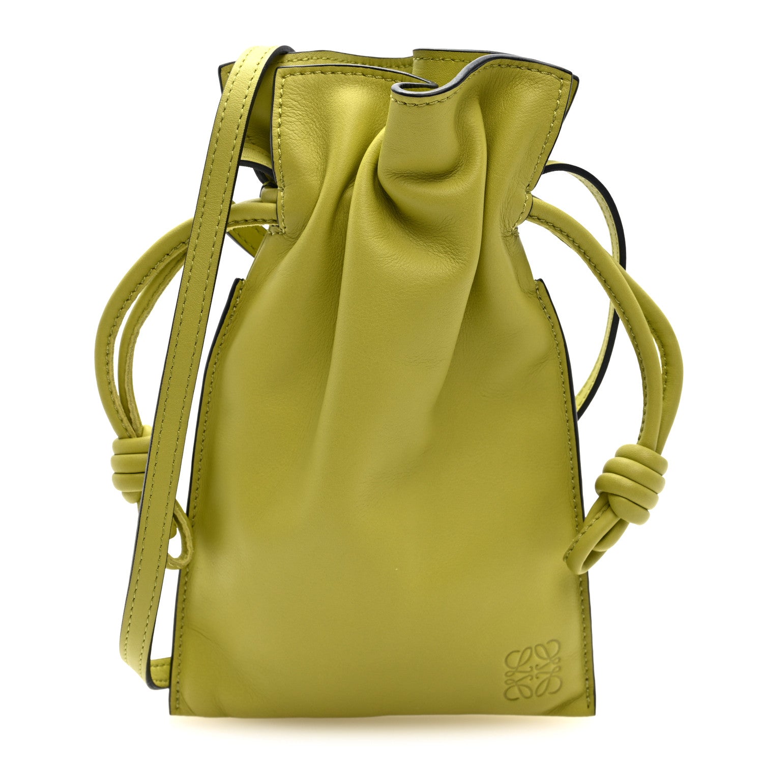 Loewe Calfskin Mini Drawstring Flamenco Knot Crossbody Pocket Bag