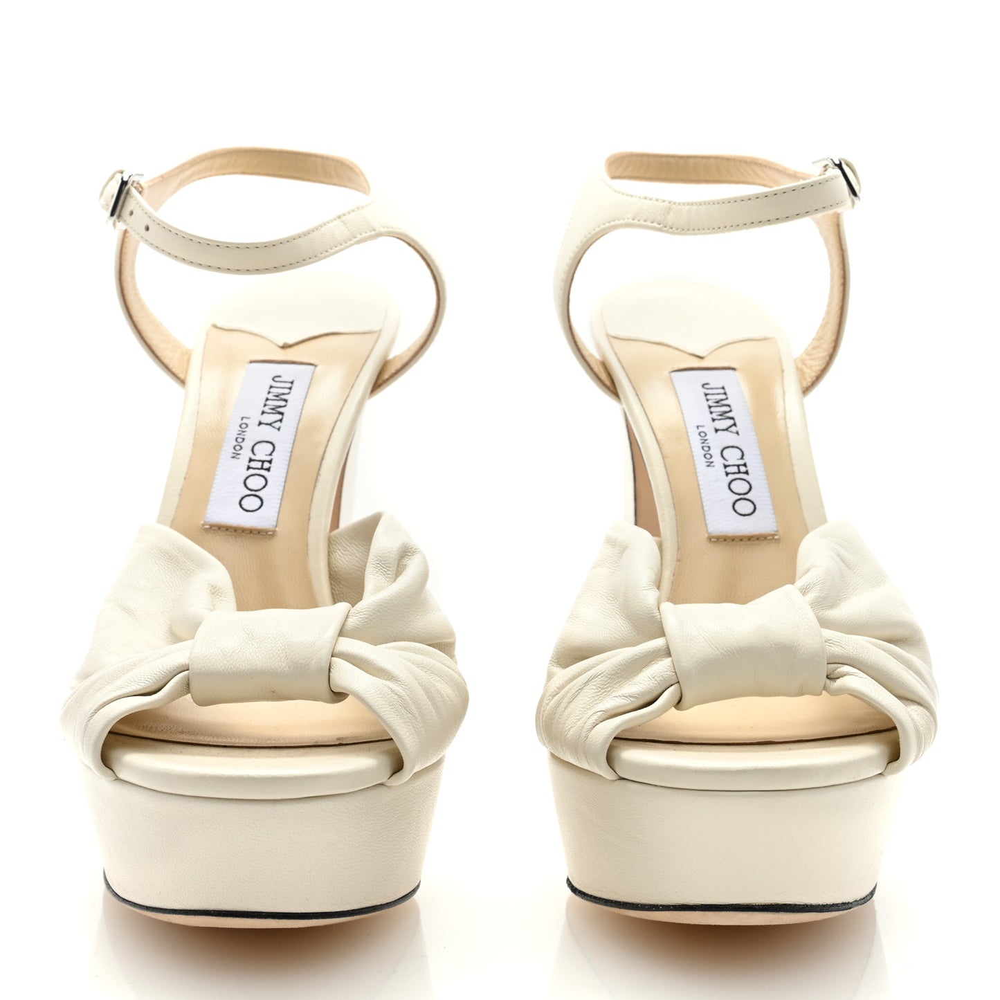 Nappa Heloise Ankle Strap Platform Sandals 39.5 Latte