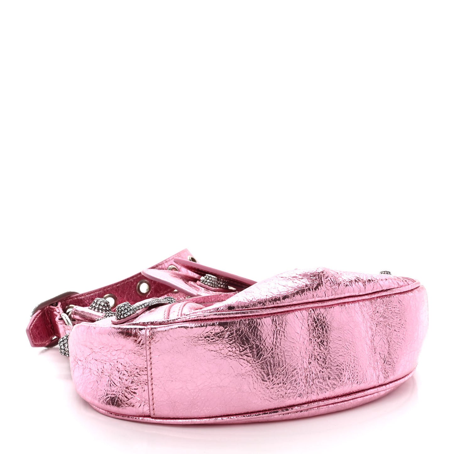 Metallic Agneau Arena Crystal Le Cagole Shoulder Bag XS Met Pink