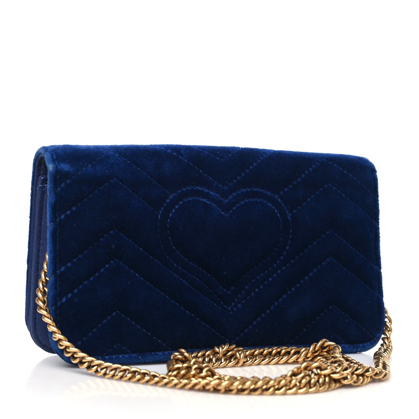 Velvet Matelasse GG Marmont Mini Bag Cobalt Blue