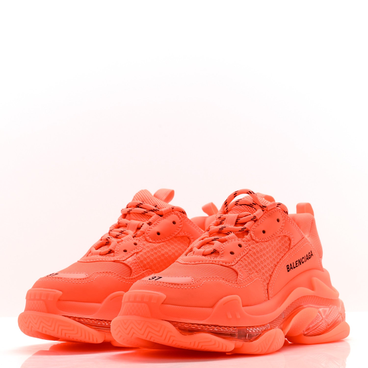 Balenciaga Fabric Mesh Clear Sole Fluo Womens Triple S Sneakers 37 Fluo Orange 3 of 10