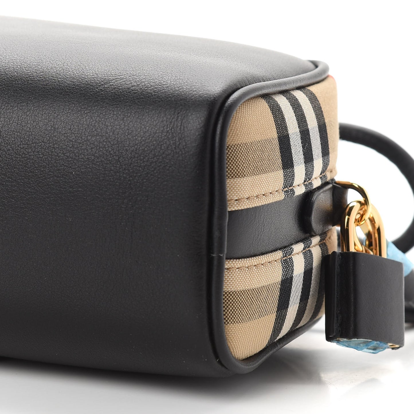 Calfskin Vintage Check Half Cube Crossbody Bag Black