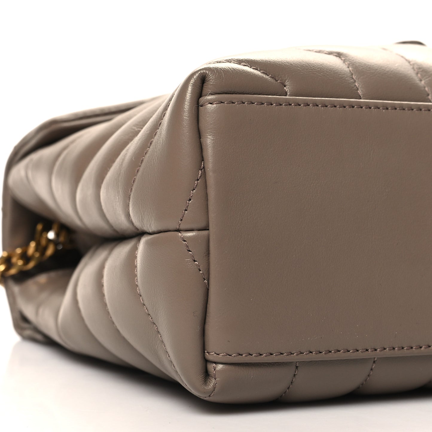 Calfskin Y Quilted Monogram Small Loulou Chain Satchel Taupe
