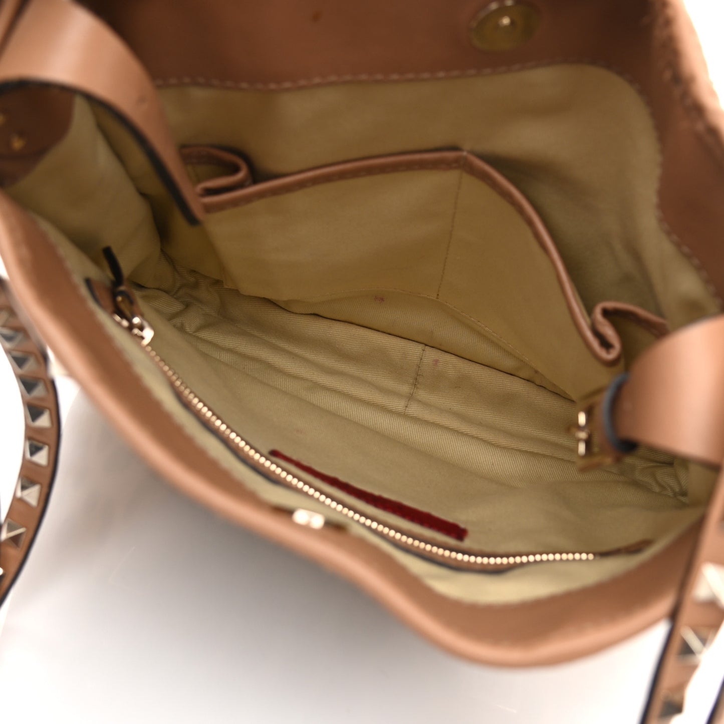 Calf Hair Leopard Print Rockstud Shopper Tote Tan