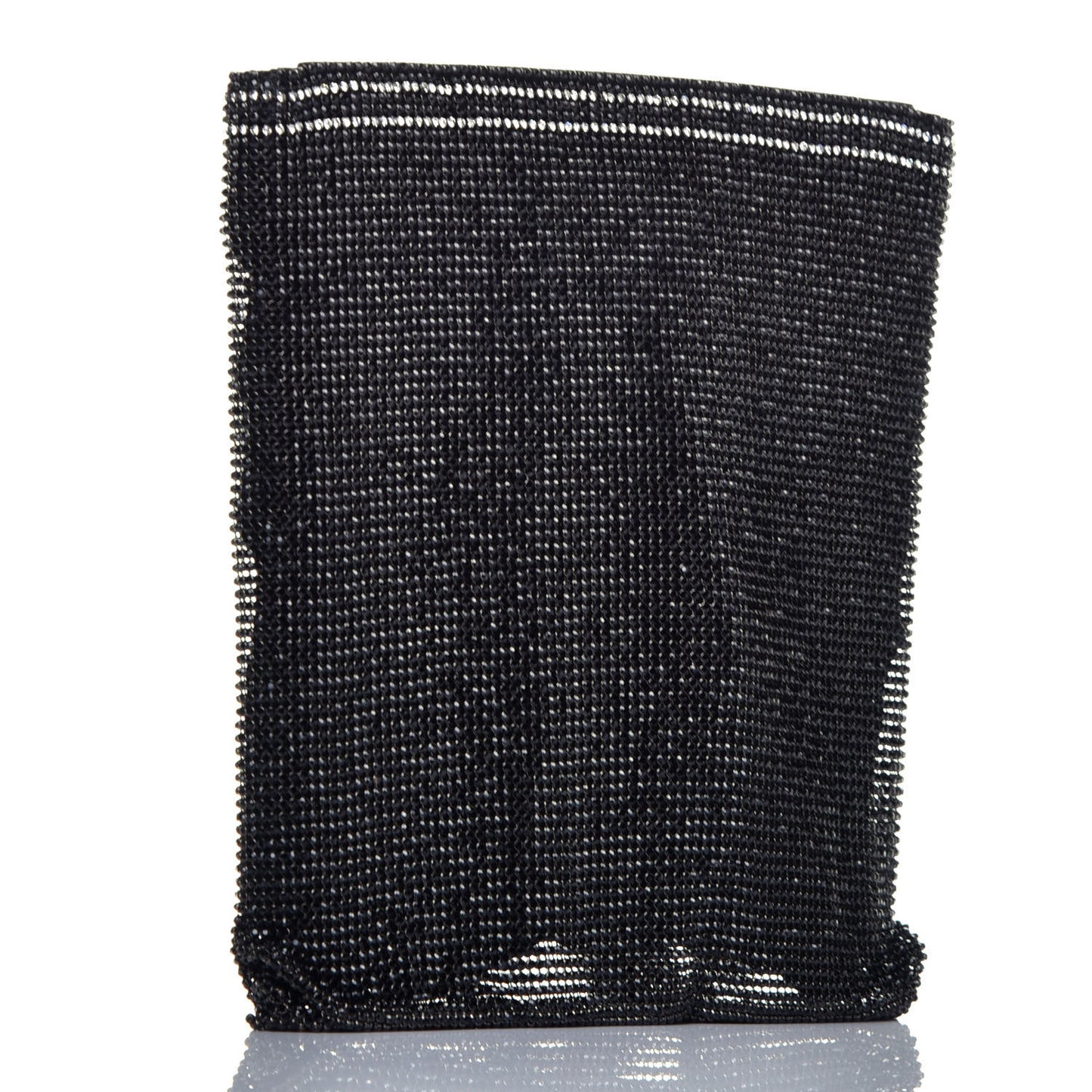 Rhinestone Chain Mesh Wanglock Logo Pouch Black White