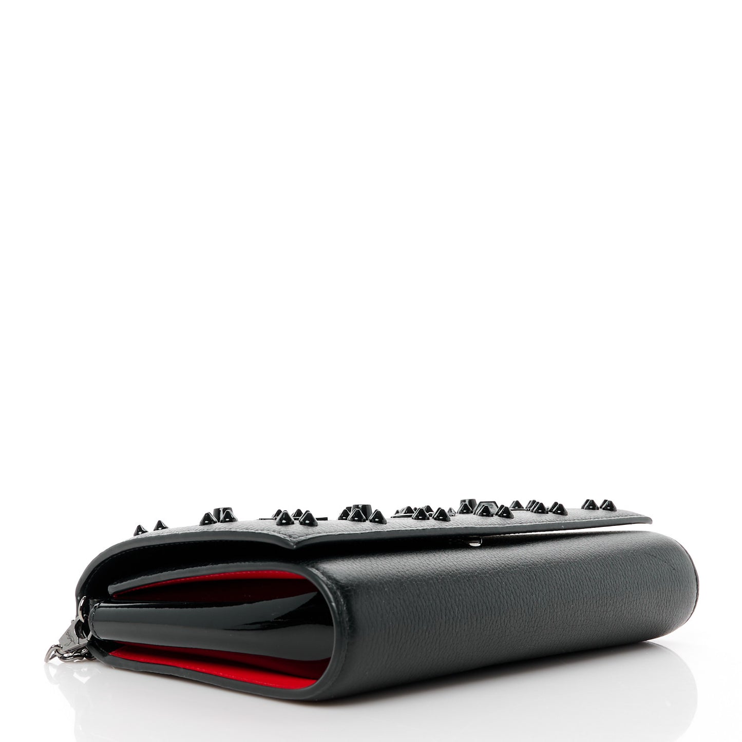 Calfskin Spikes Loubinthesky Paloma Clutch Black