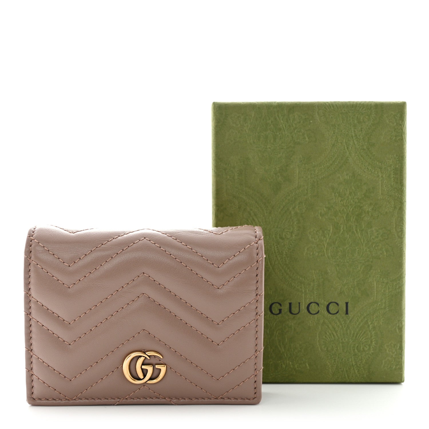 Gucci Calfskin Matelasse GG Marmont Card Case Porcelain Rose 10 of 10