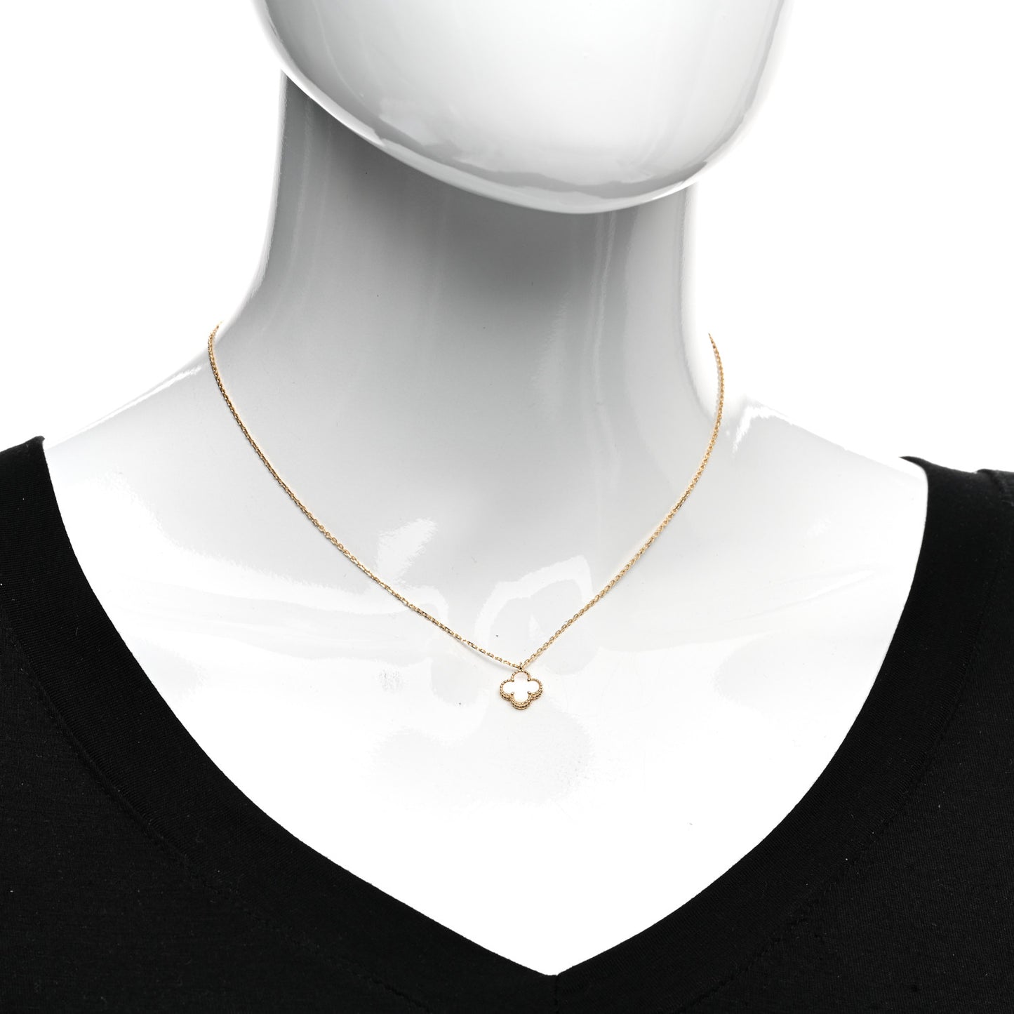 18K Yellow Gold Mother of Pearl Sweet Alhambra Pendant Necklace