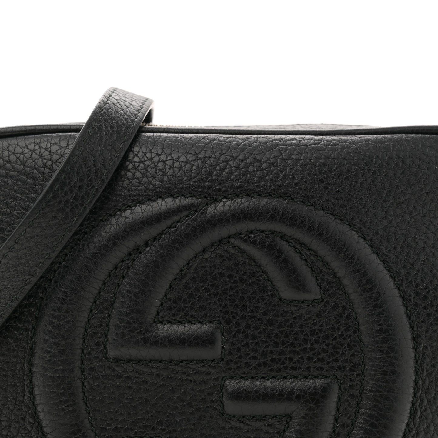Pebbled Calfskin Small Soho Disco Bag Black