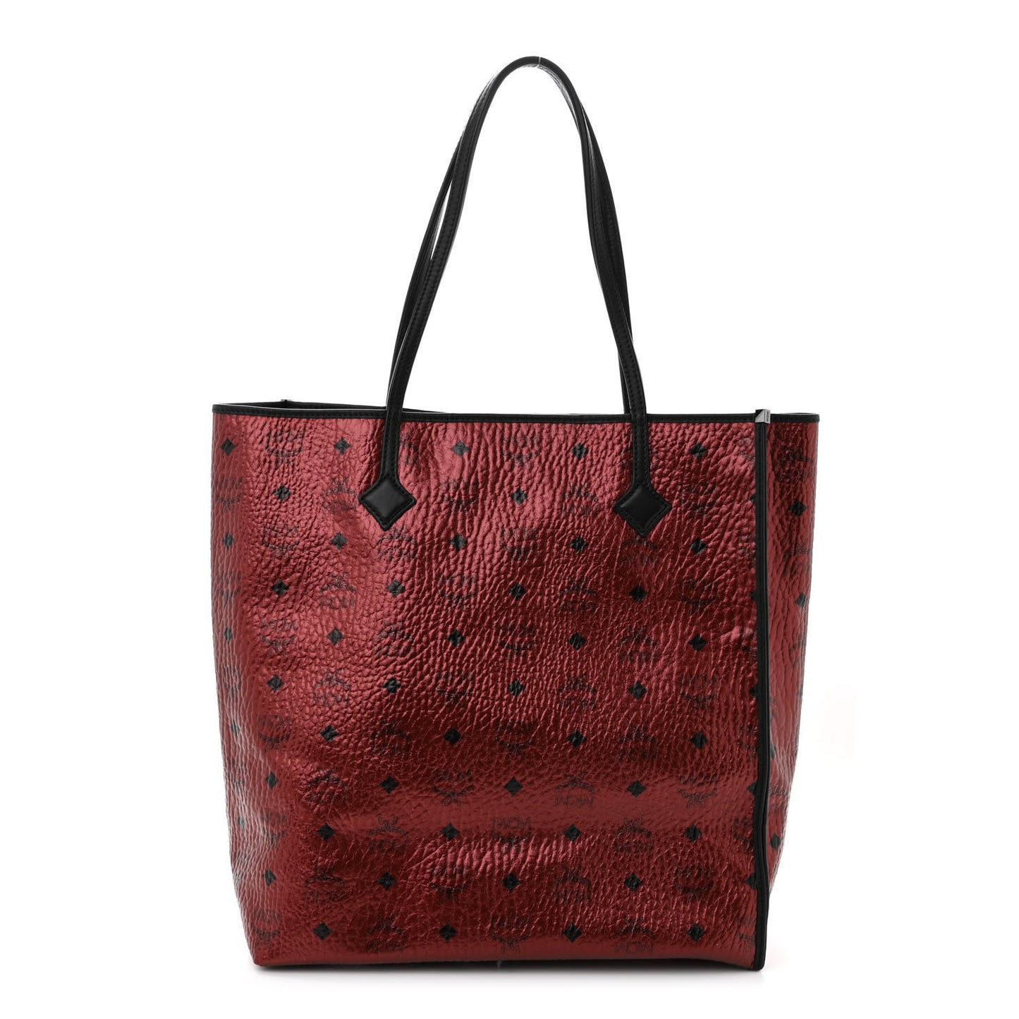 Metallic Visetos Medium Kira North South Shopper Tote Scooter Red