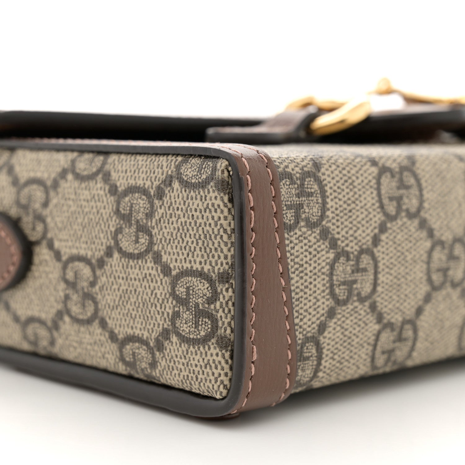 Gucci GG Supreme Monogram Mini Horsebit 1955 Shoulder Bag Beige Brown Sugar 9 of 11