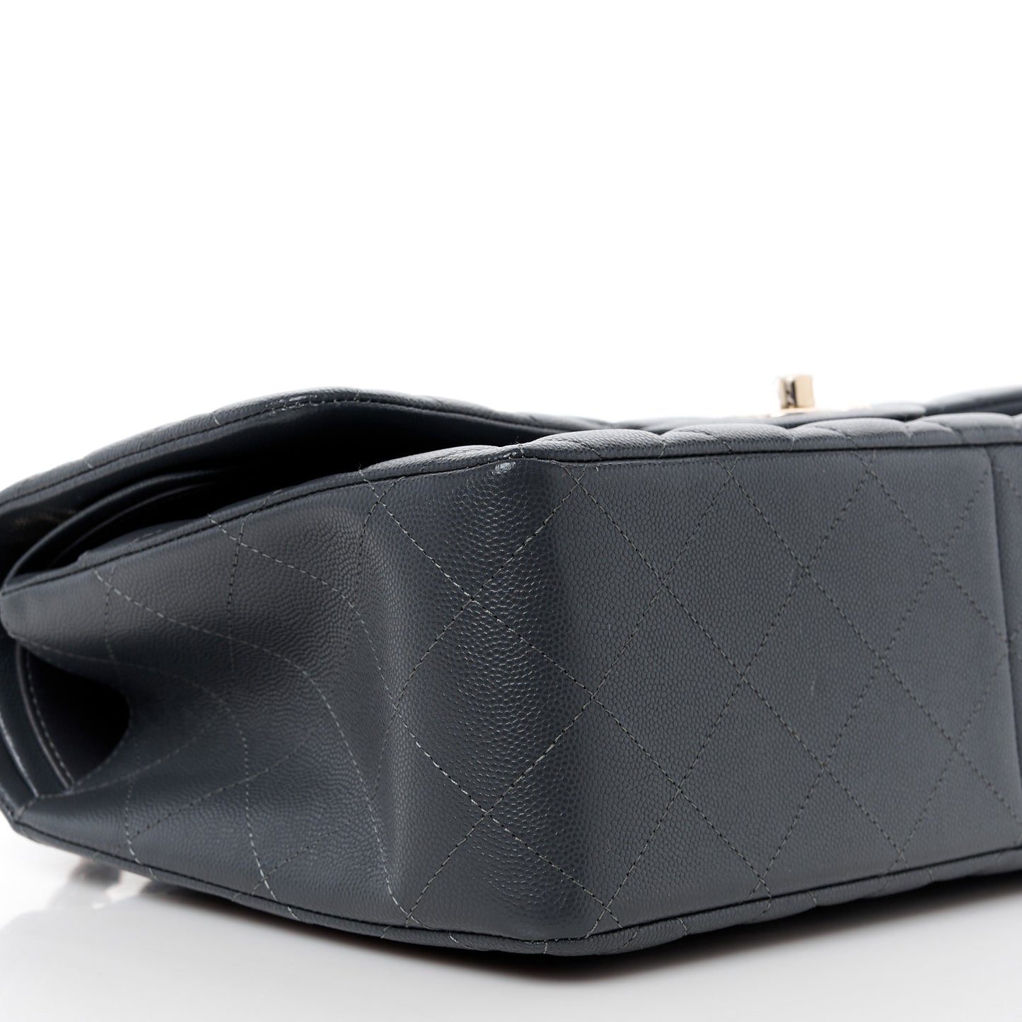 Caviar Quilted Jumbo Double Flap Dark Grey