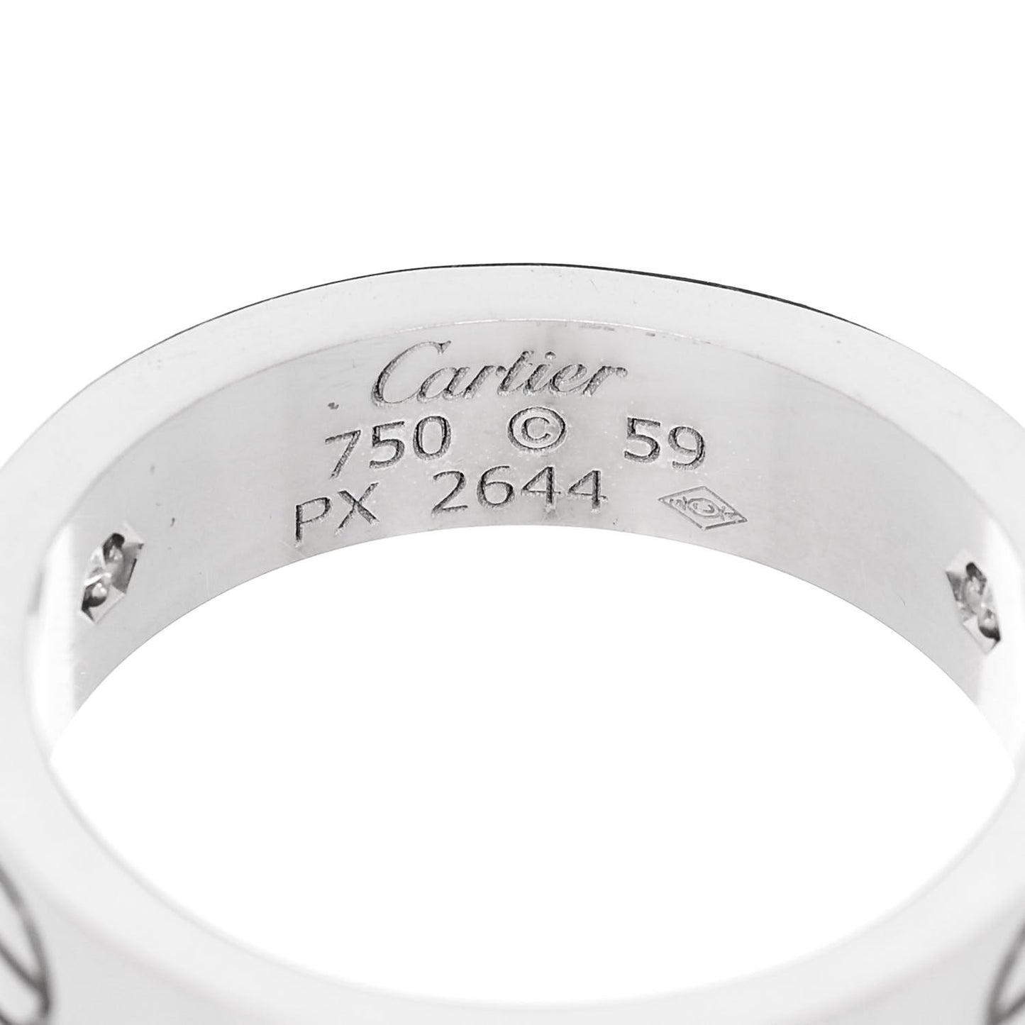 18K White Gold 3 Diamond 5.5mm LOVE Ring 59 8.75