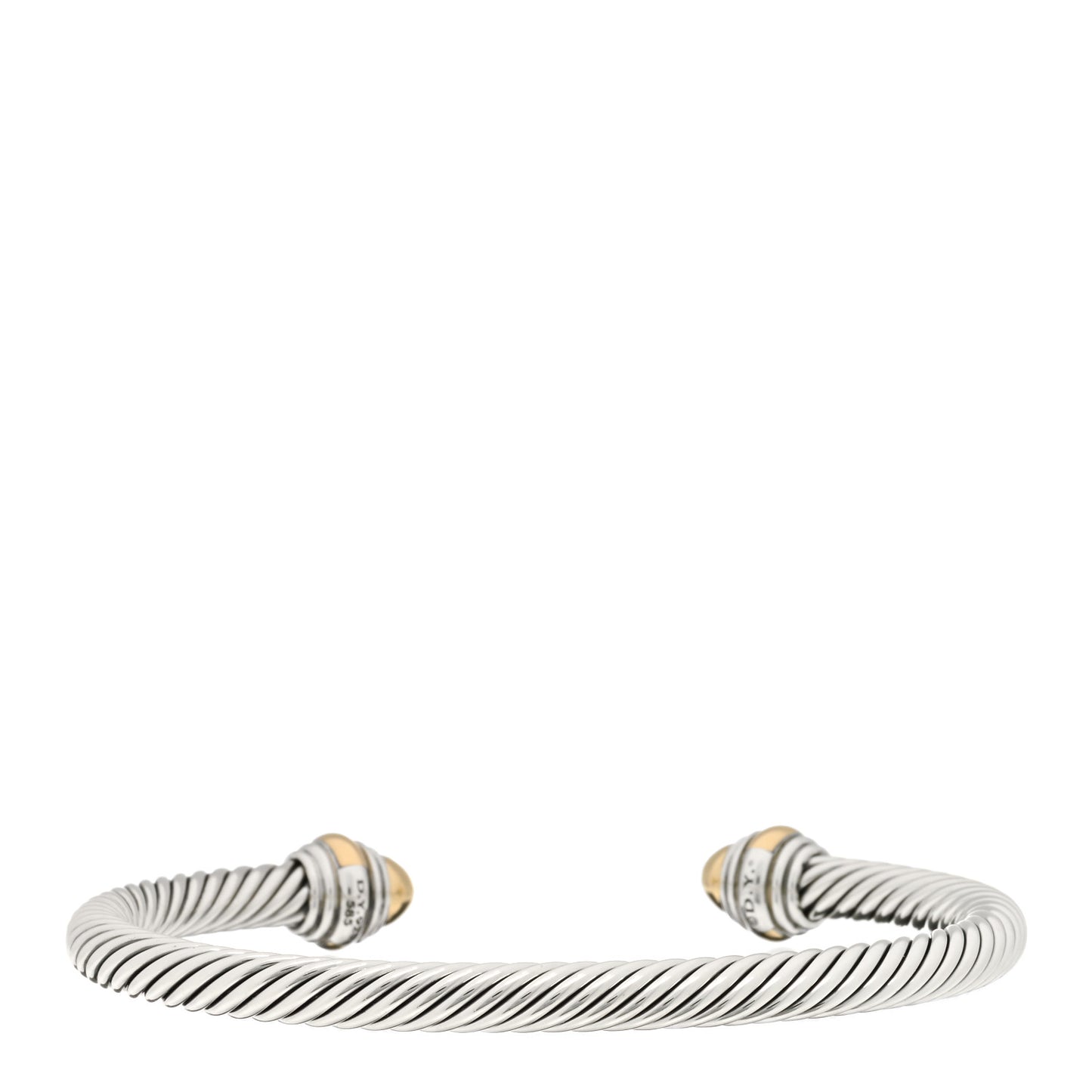 Sterling Silver 14K Yellow Gold 5mm Cable Classics Dome Bracelet