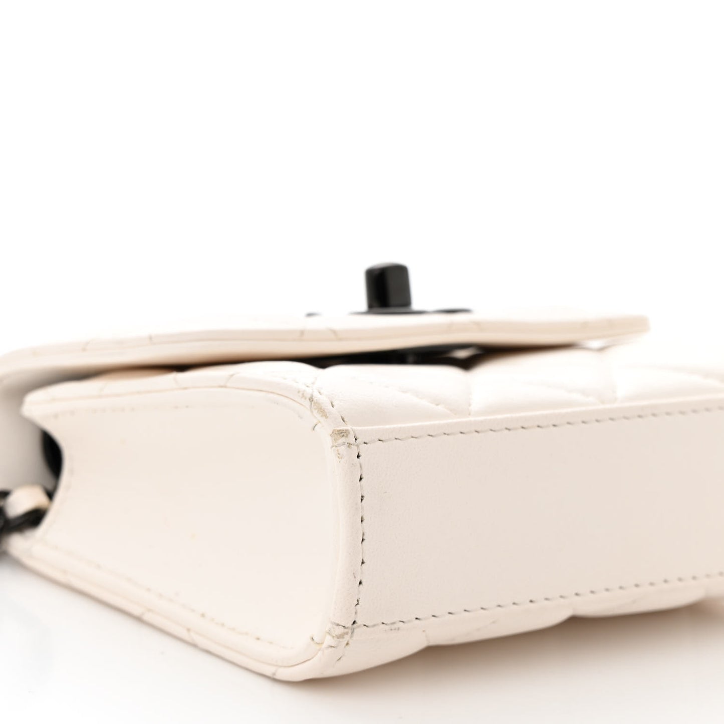 Lambskin Quilted Mini Trendy CC Clutch With Chain White