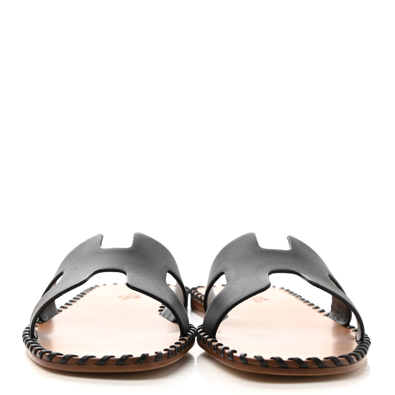Hermes Box Calfskin Braided Oran Sandals 38 Black 2 of 10