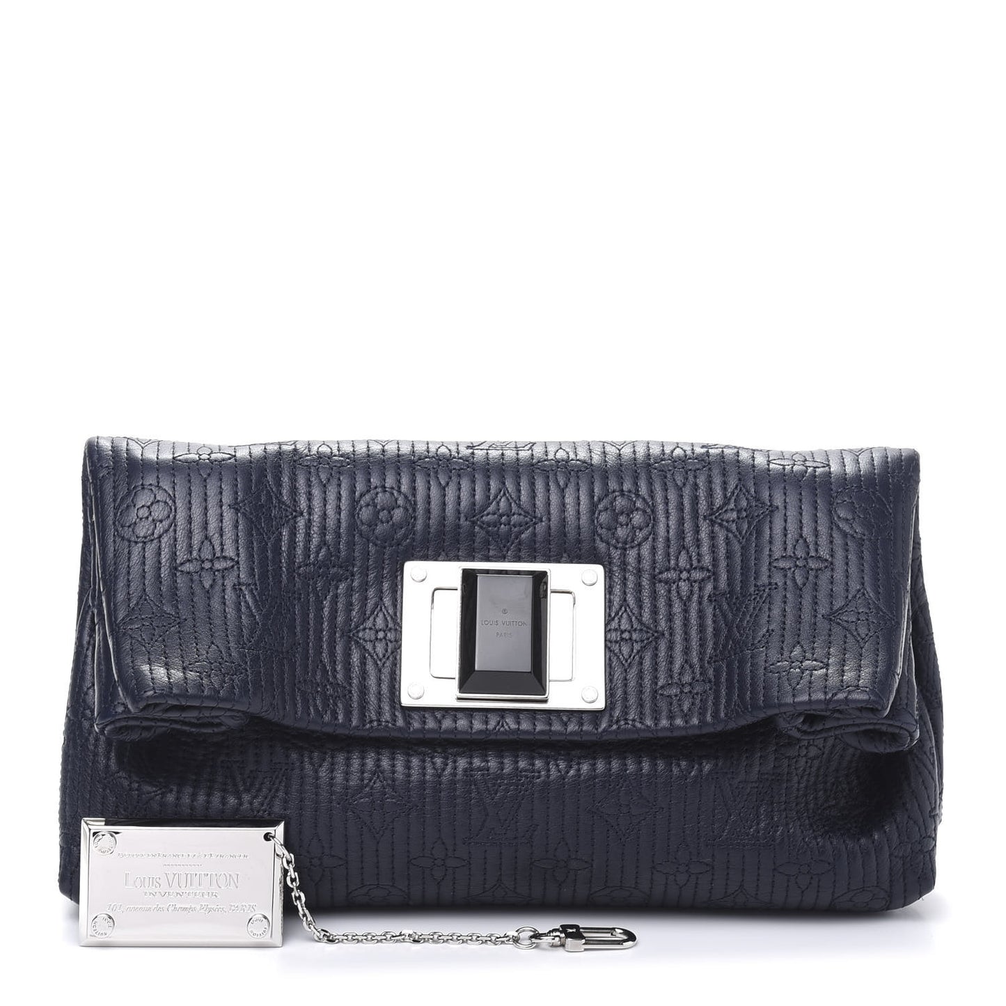 Calfskin Quilted Monogram Altair Clutch Navy