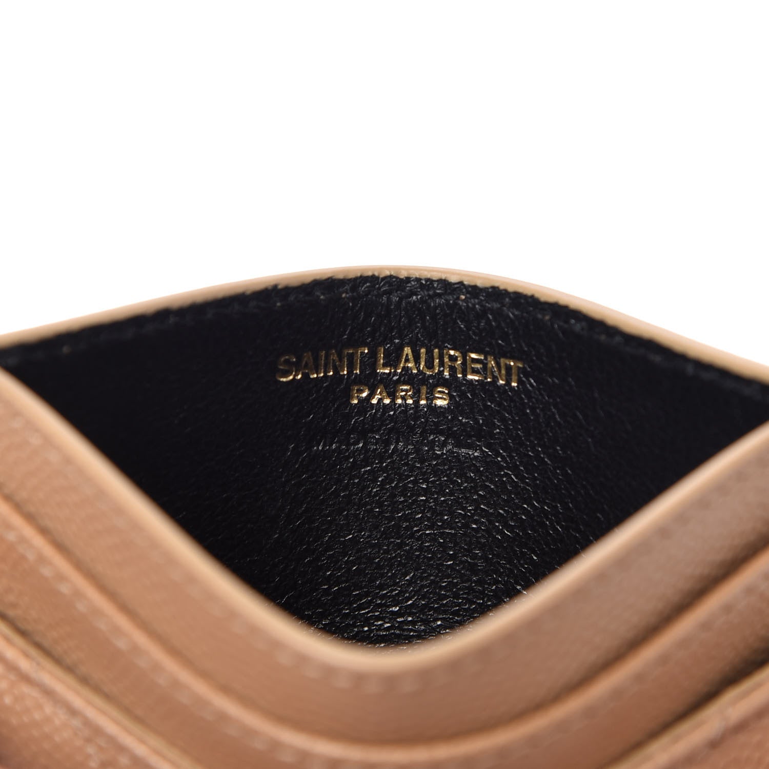 Saint Laurent Grain De Poudre Matelasse Chevron Monogram Credit Card Case Cork 6 of 8
