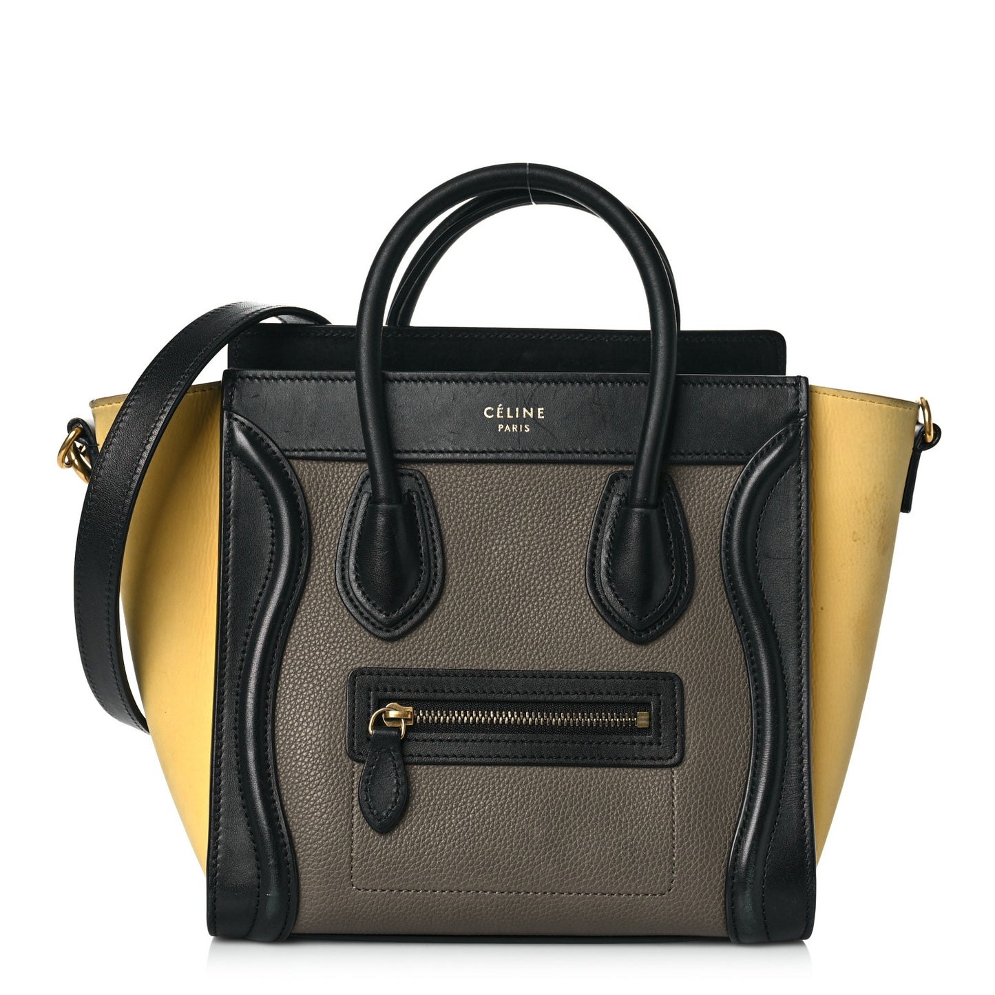 Drummed Calfskin Suede Nano Tri-Color Luggage Amber