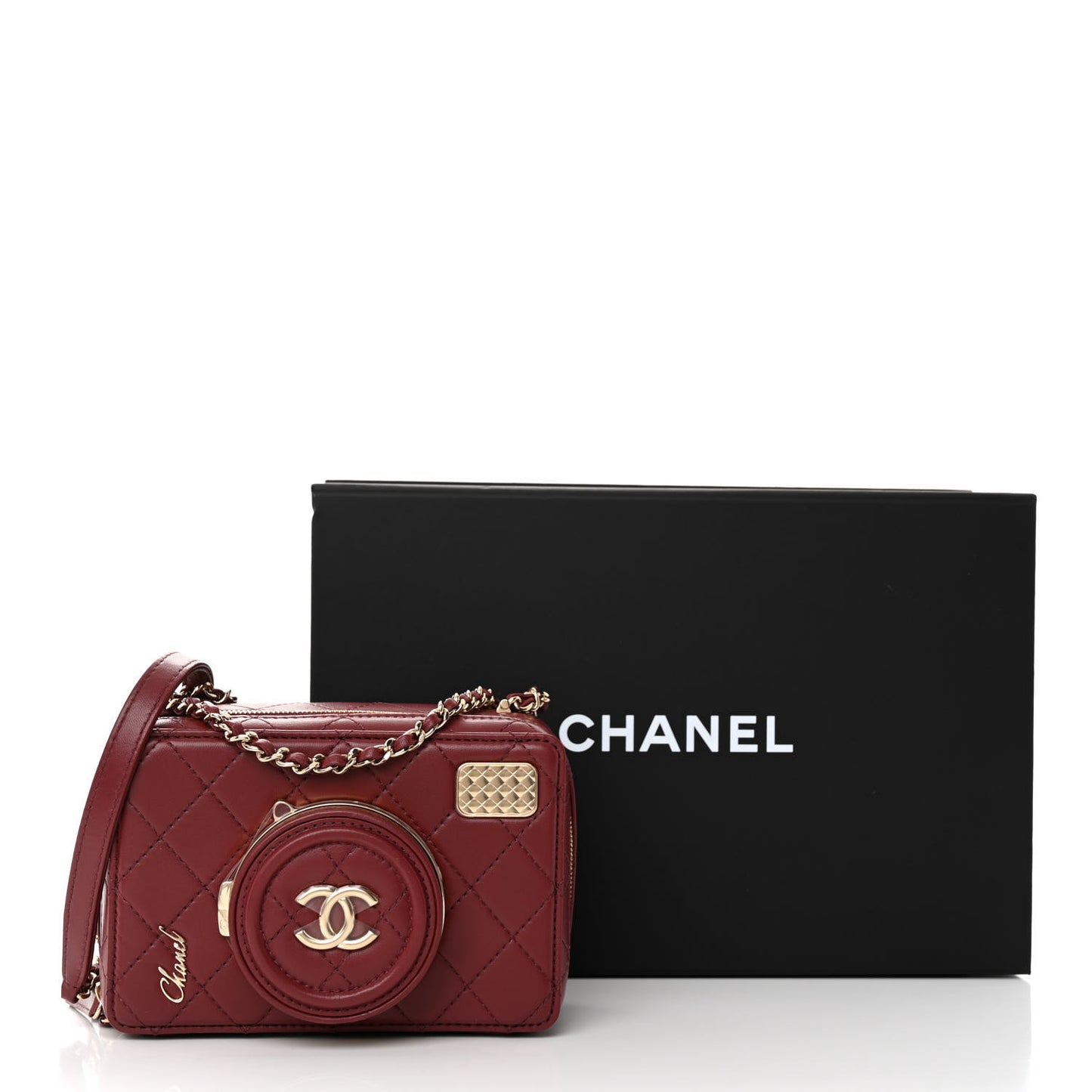 Lambskin Quilted Coco Click Bag Burgundy