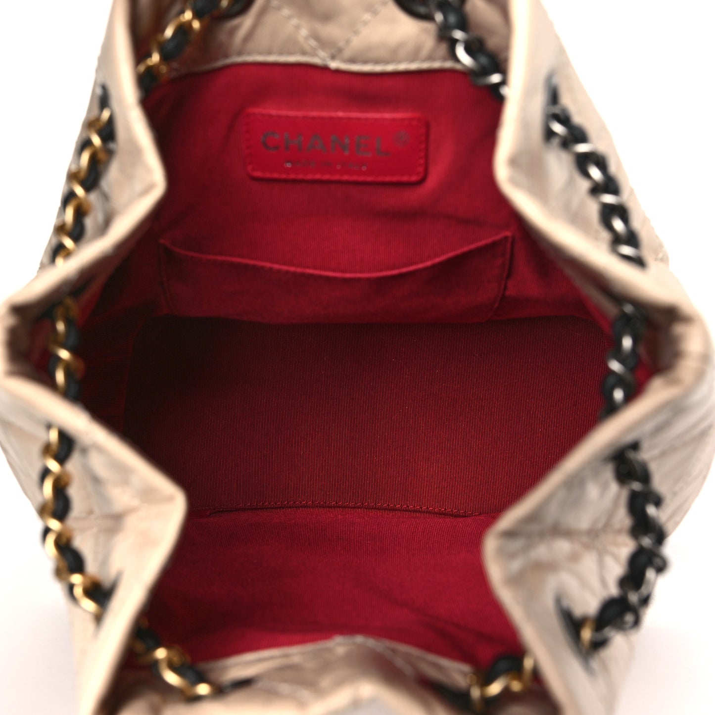 Aged Calfskin Quilted Small Gabrielle Backpack Beige Black