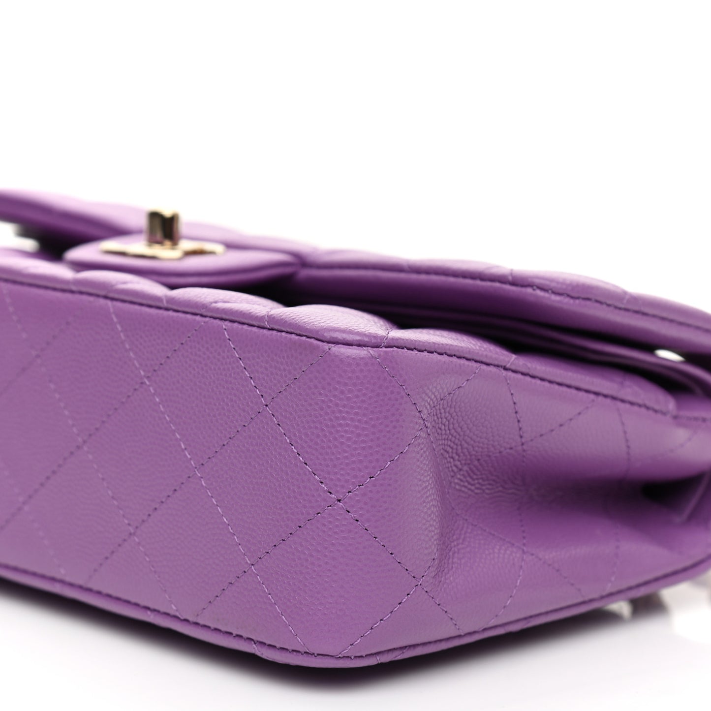 Caviar Quilted Small Double Flap Purple