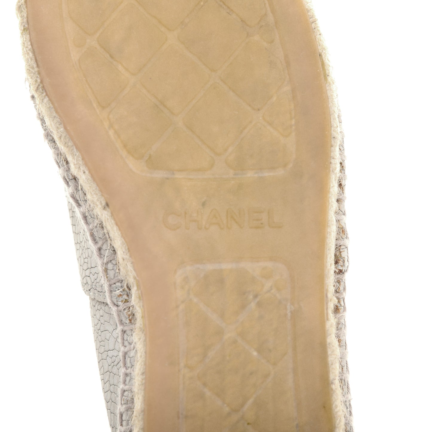 Crackled Calfskin Espadrilles 40 Light Beige Black