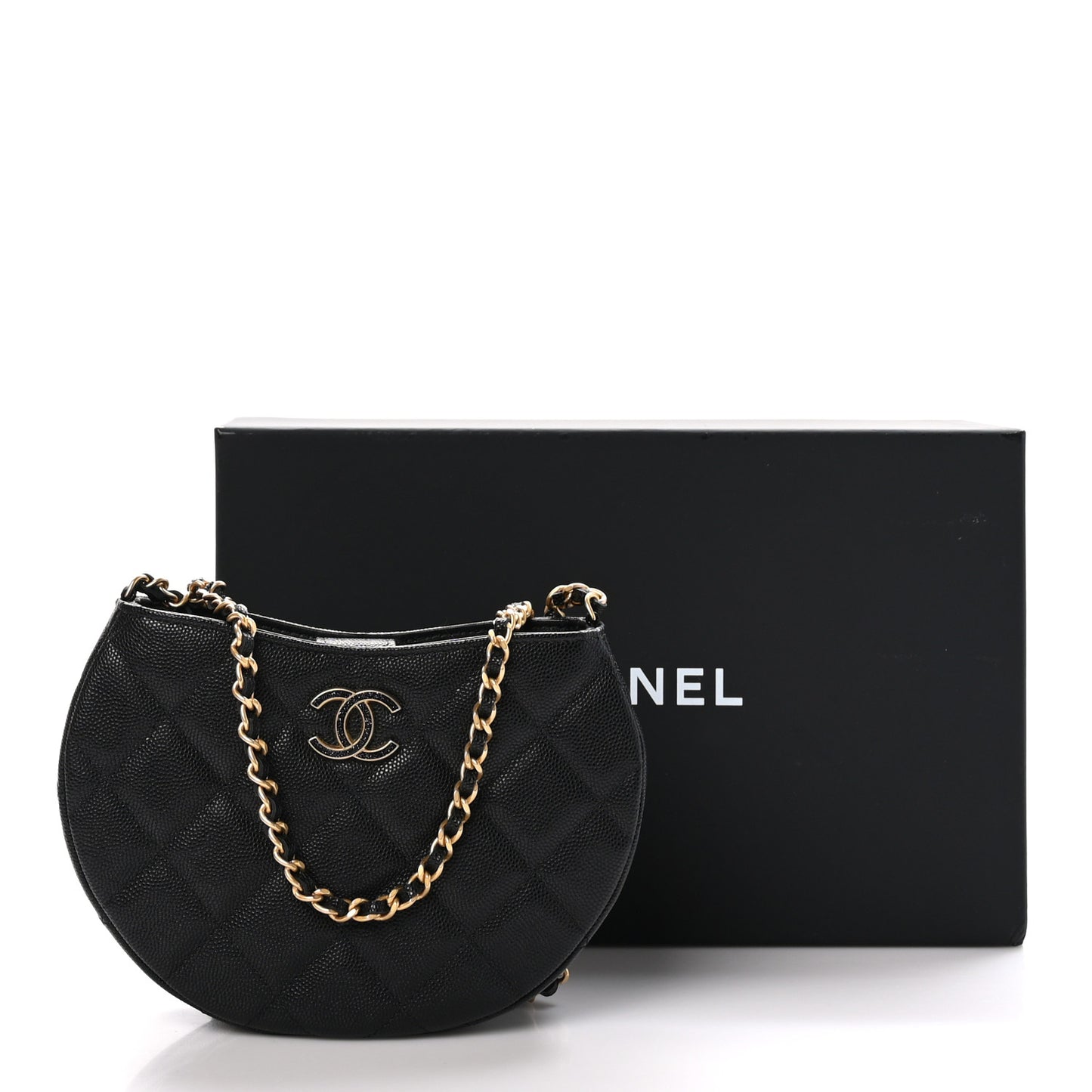 Caviar Quilted Hobo Black