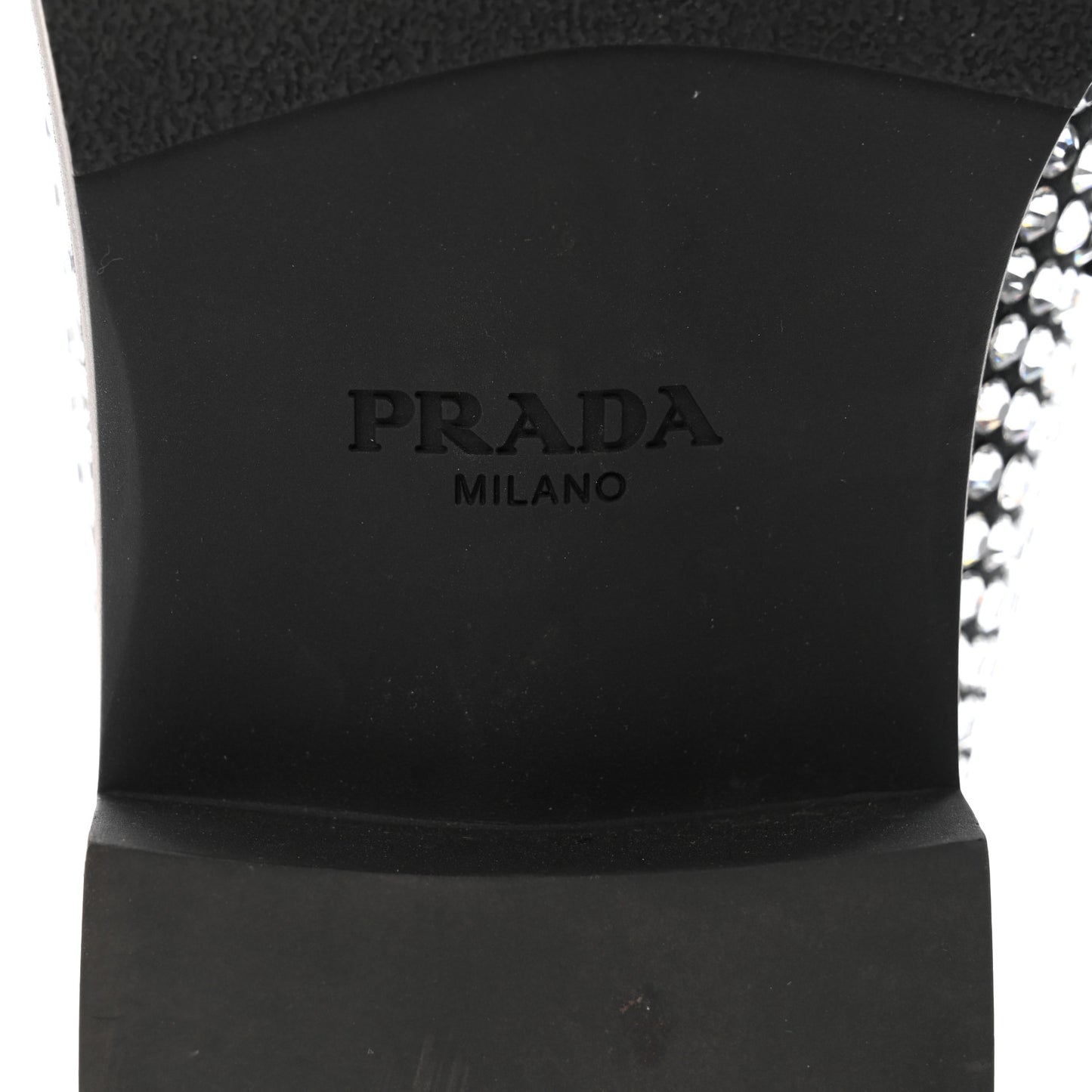 Satin Crystal Metal Triangle Logo 40mm Loafer Mules 38.5 Cristal