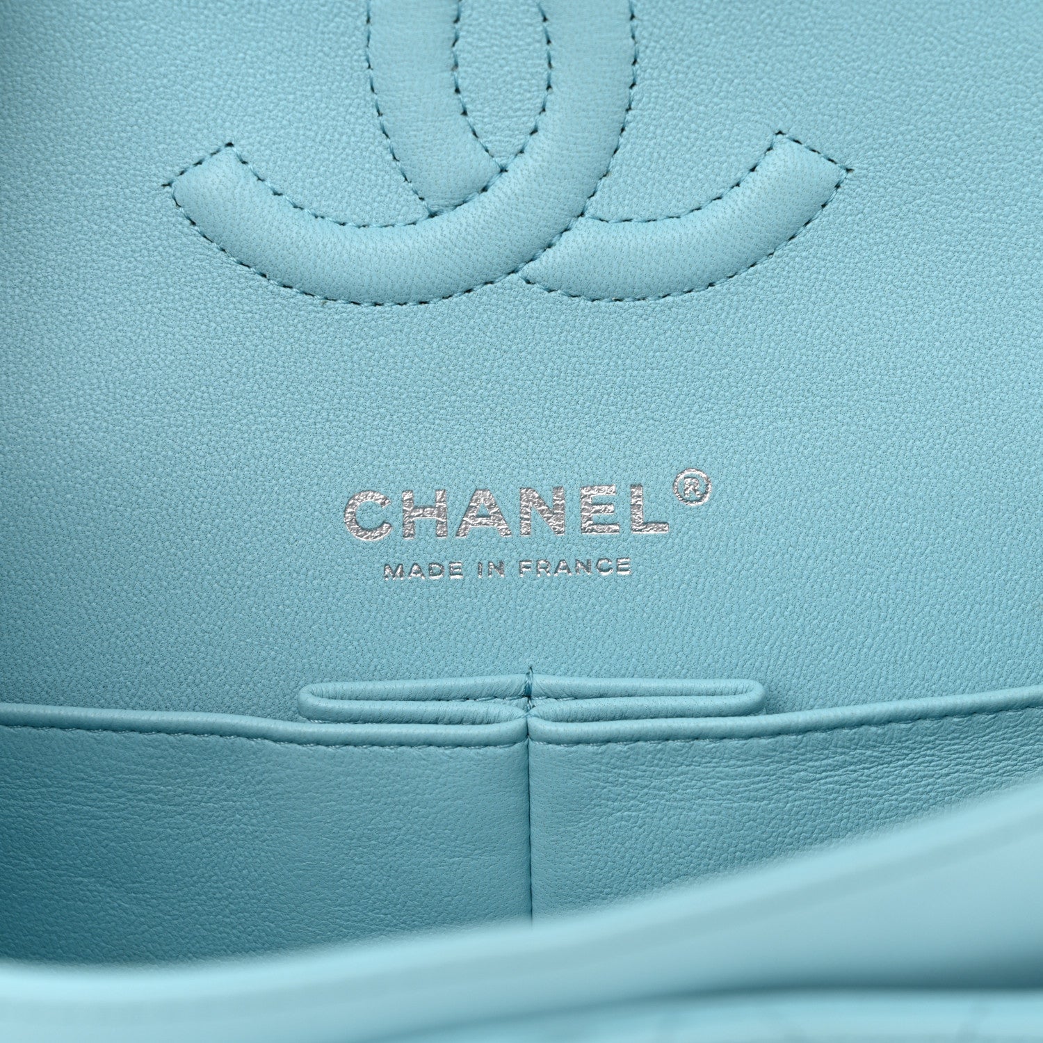 Chanel Lambskin Quilted Medium Double Flap Light Blue 6 of 11