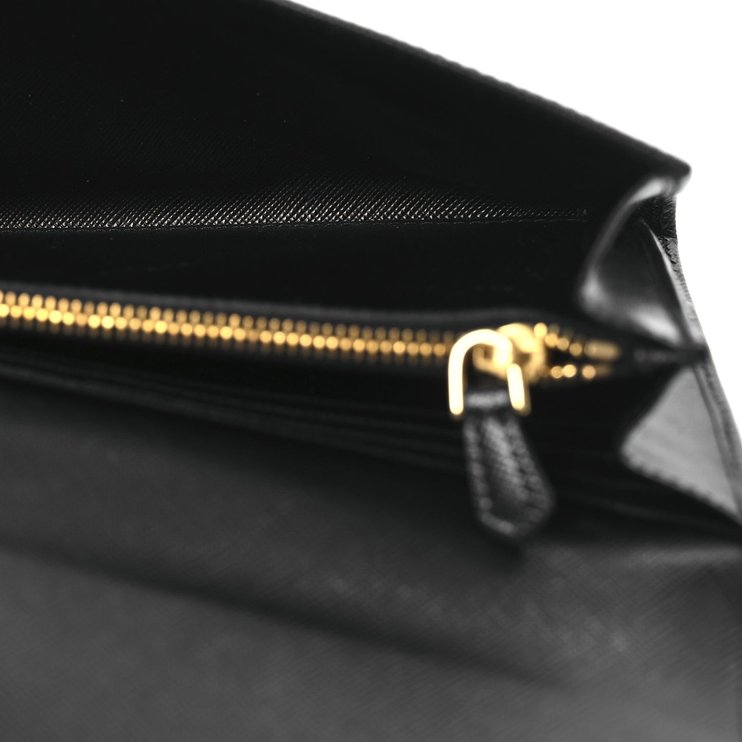 Saffiano Metal Bar Flap Wallet Black