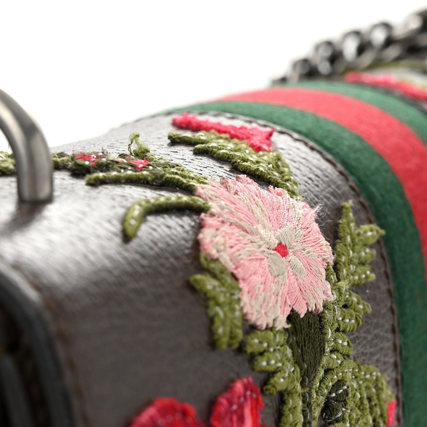 Gucci Calfskin Web Floral Embroidered Medium Dionysus Shoulder Bag New Acero 12 of 13