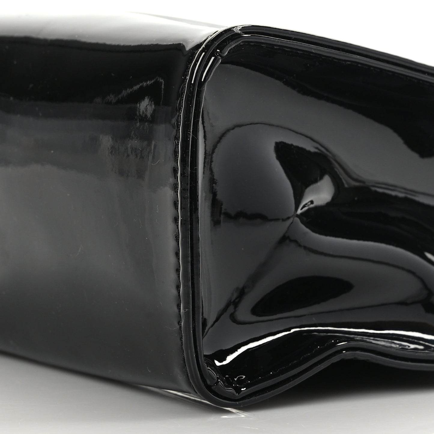 Patent Vegan Leather Small Shopping Bag Black