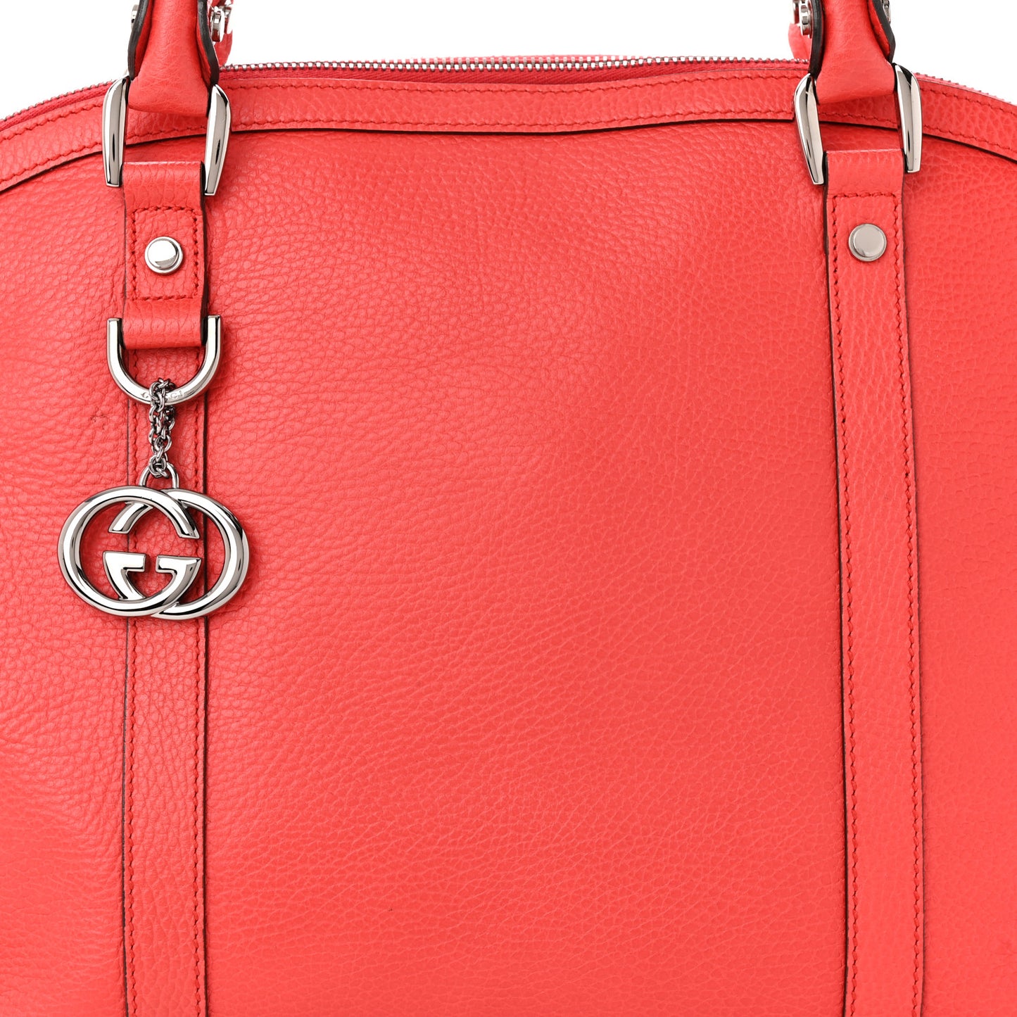 Dollar Calfskin Medium GG Charm Dome Satchel Sporting Red