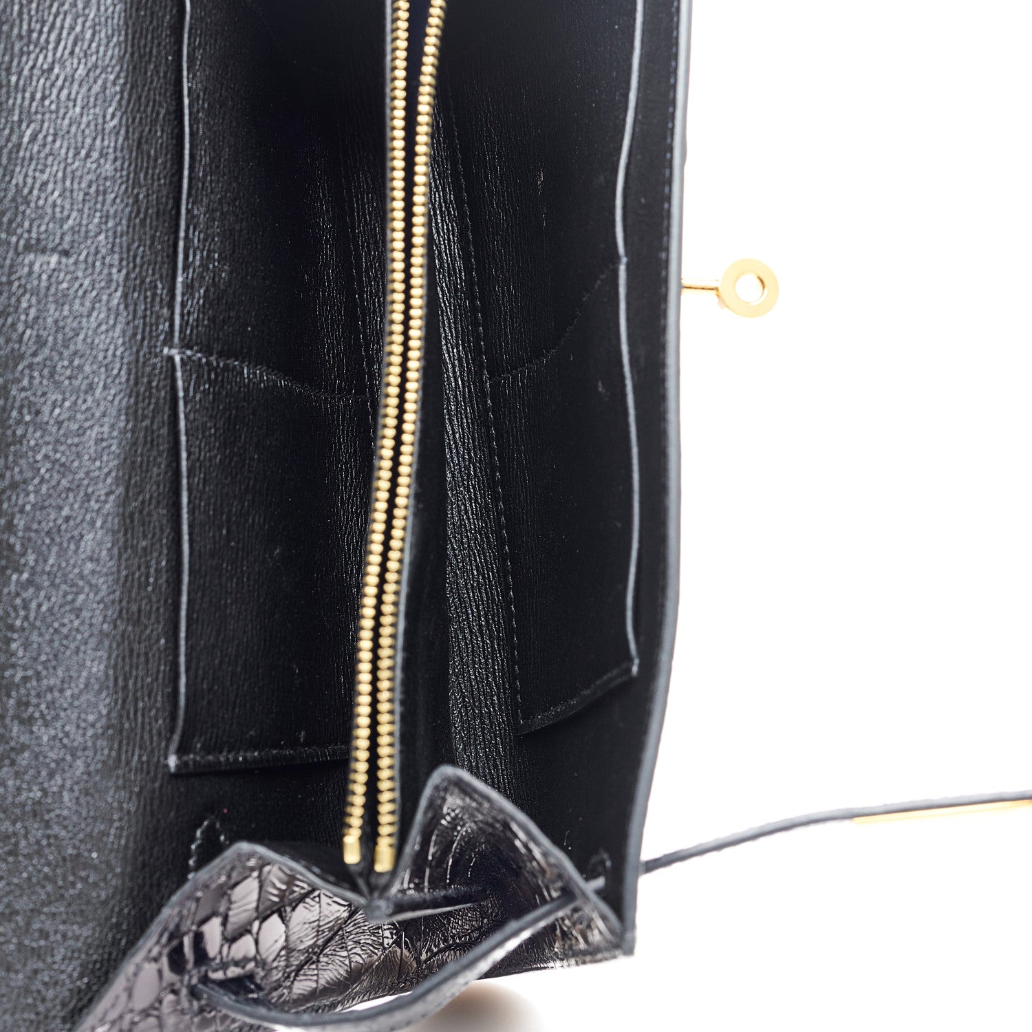 Hermes Shiny Alligator Kelly Wallet To Go Black 6 of 10