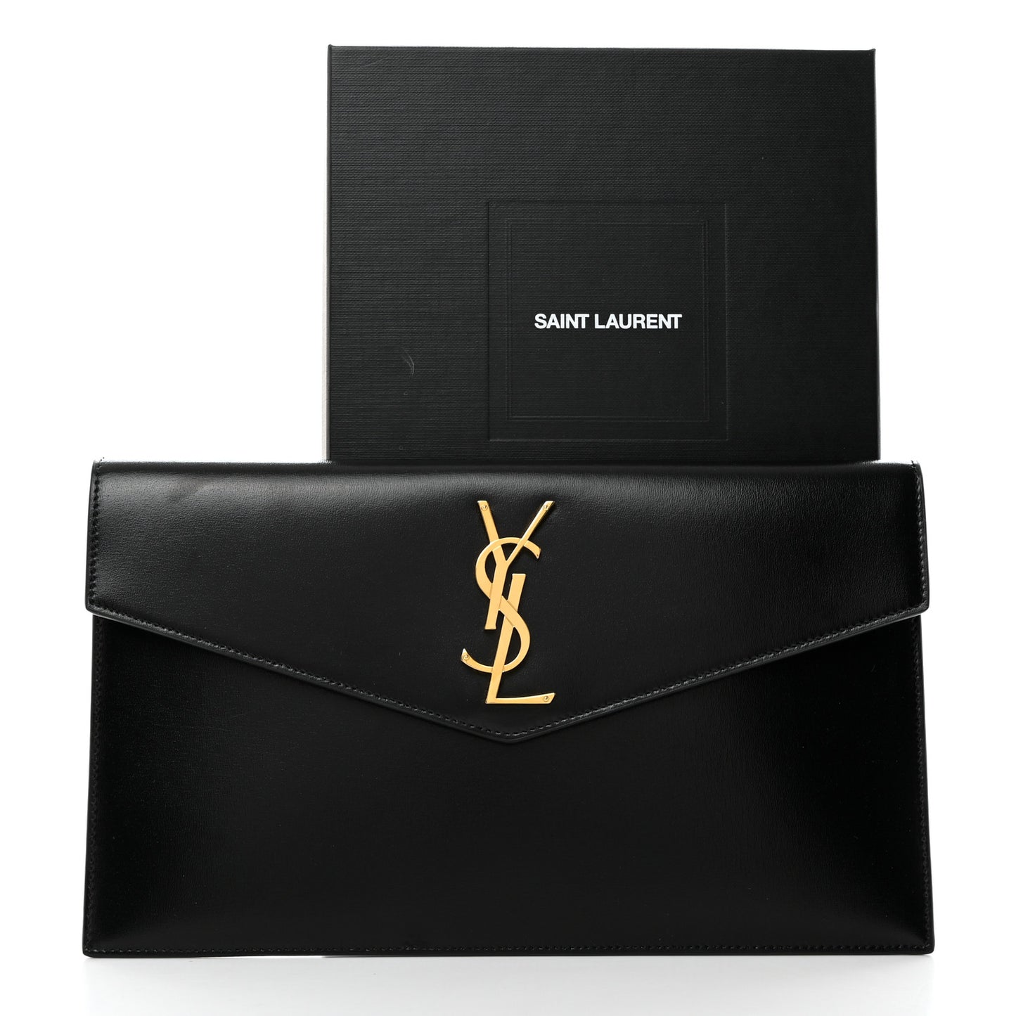 Smooth Shiny Calfskin Monogram Uptown Pouch Black