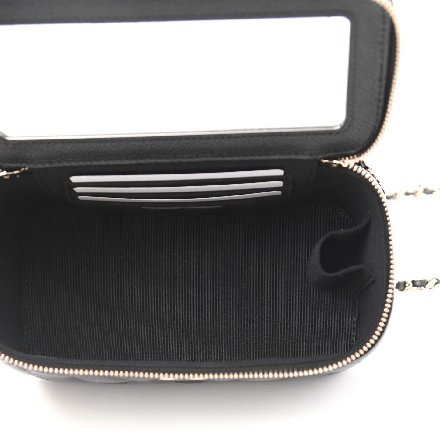 Caviar Quilted Small Tiny CC Vanity Case With Chain Black