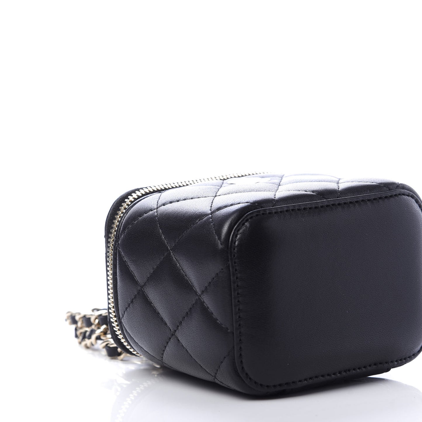 Lambskin Quilted Mini Vanity Case With Chain Black