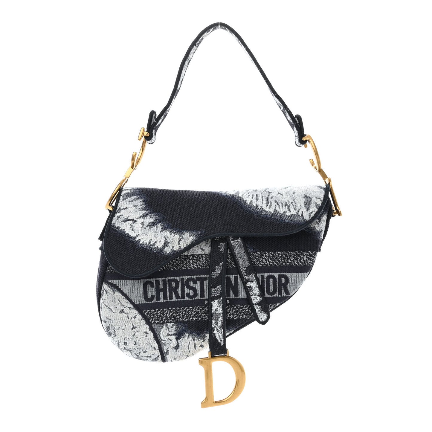 Canvas Embroidered Tie Dye Saddle Bag Blue Multicolor