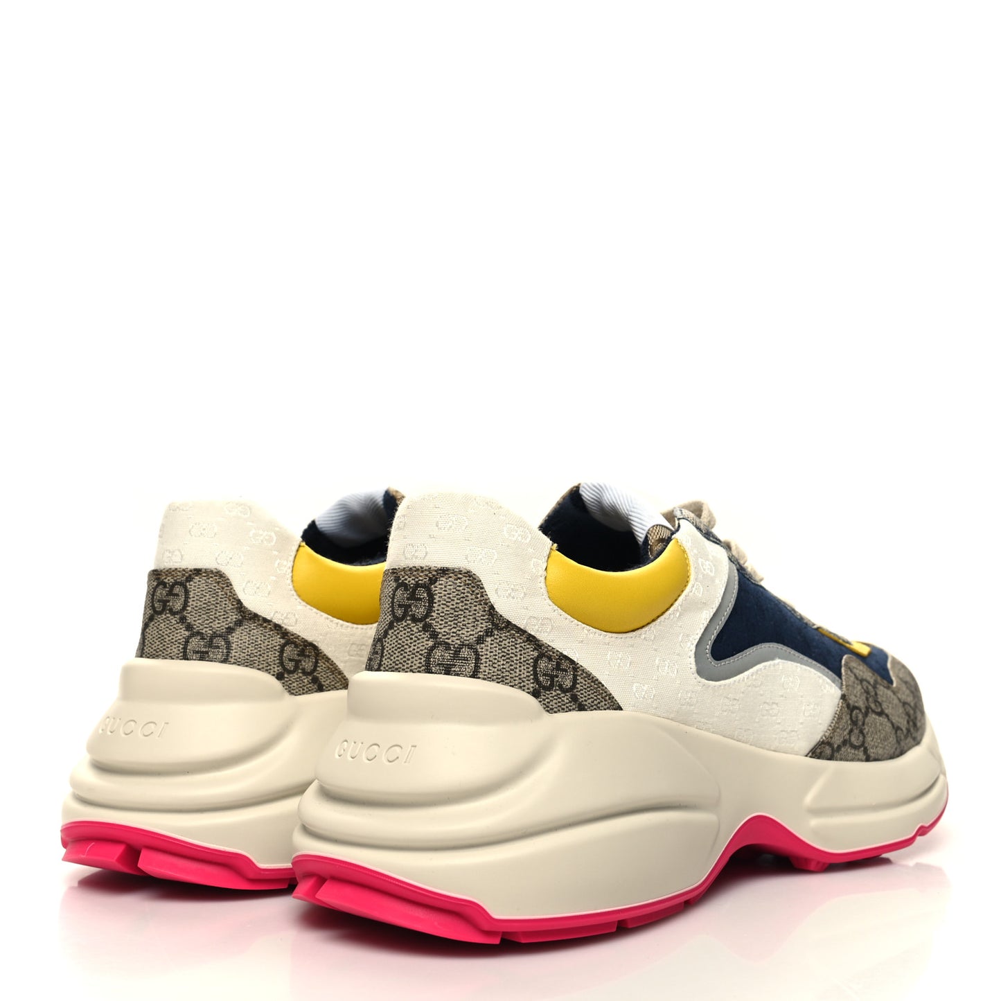 GG Supreme Monogram Mix Monogram Mens Rhyton Sneakers 9 London Blue Beige Sun Yellow